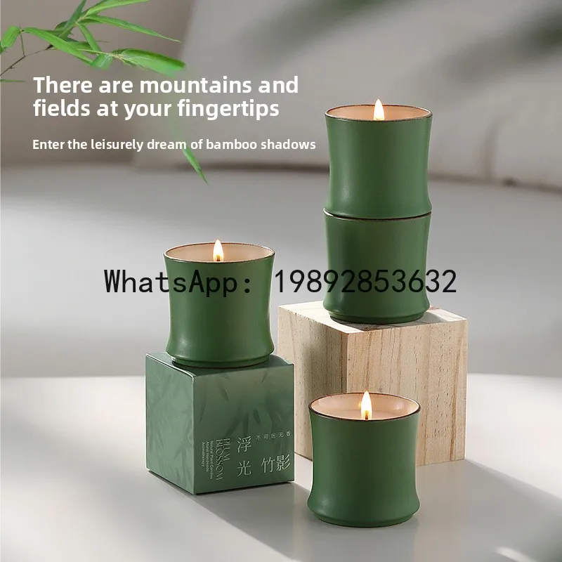 LZ scented candle gift box bamboo ceramic gift birthday souvenir decorative gift ornament wholesale view 3