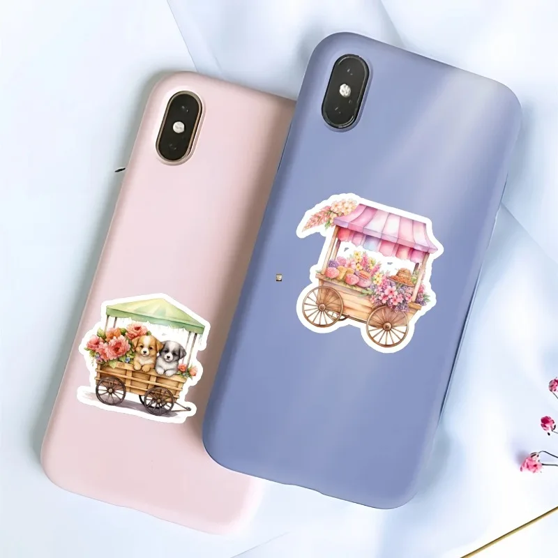 15pcs Creative Cute Self-made Cute Flowers, Puppy, Kitten, HandcartScrapbooking Stickers /decorative/DIY Craft Photo Albums