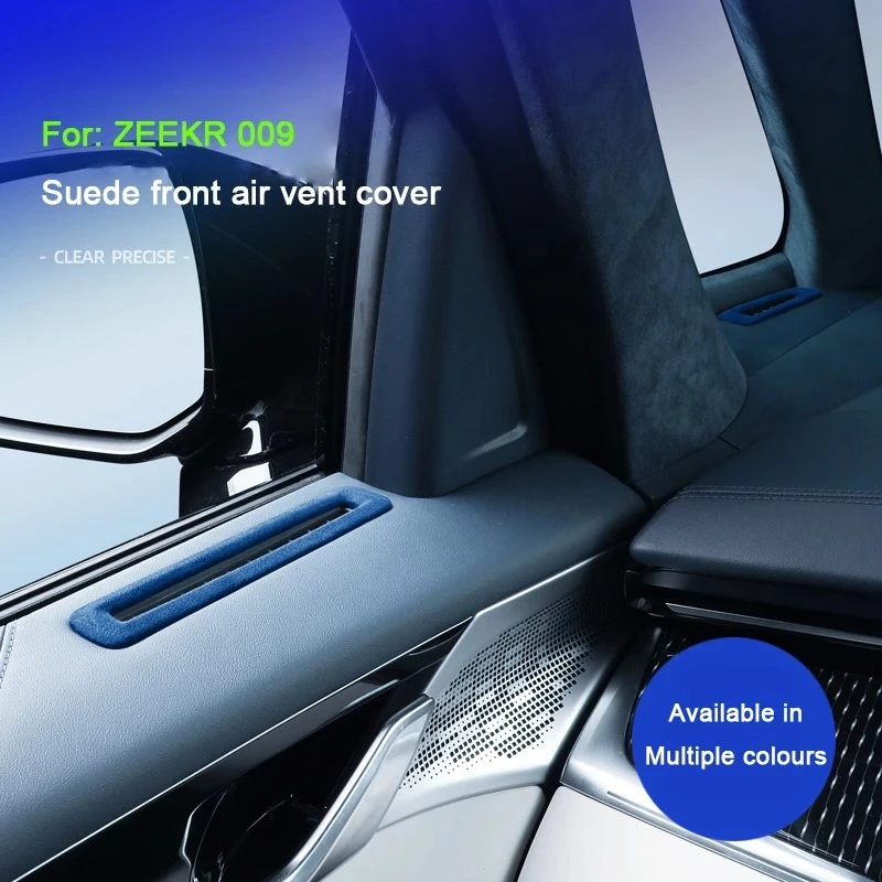 4pcs For ZEEKR 009 2024 Super Suede Overlay On The Front Air Outlet Frame Trim Cover Solid Colour Car Accessories