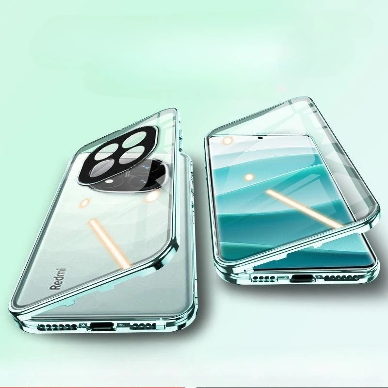 

For Redmi Note 14 Pro+ Magnetic Transparent Double Sided Glass Phone Case for Note14 14proplus 14Pro+ Anti Drop Protective Cover