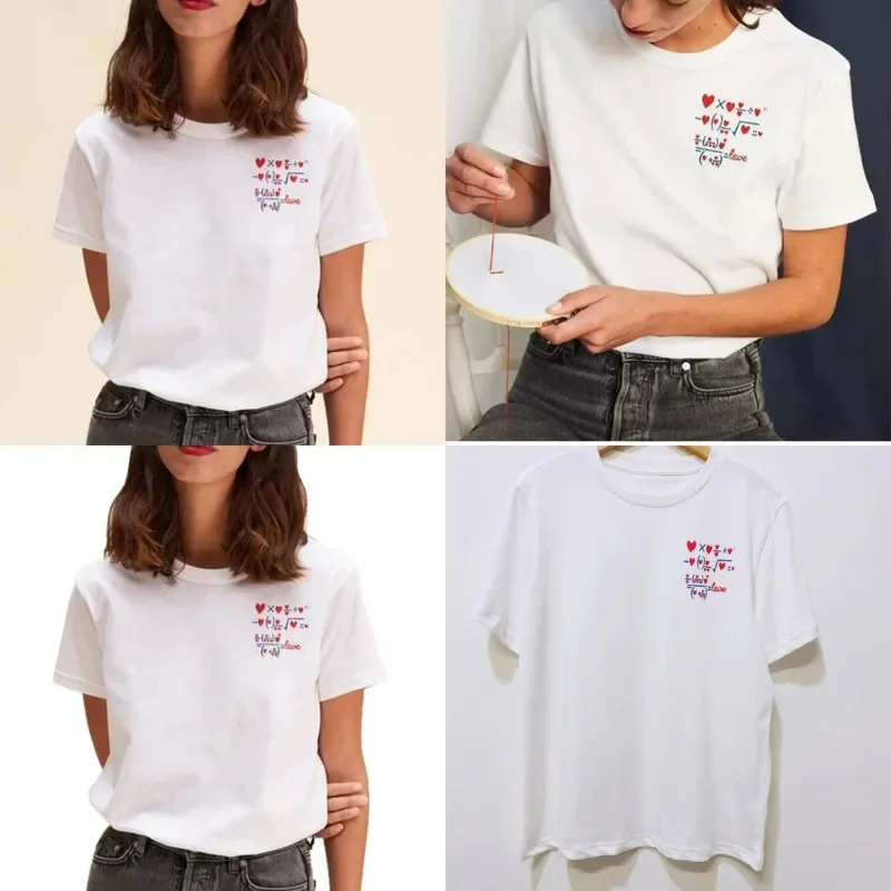 

Red Peach Heart Tops&Tees Formula Printed Top Women Summer Casual Math Loose Cotton Short Sleeve Unisex Men T-shirt Top Tee New