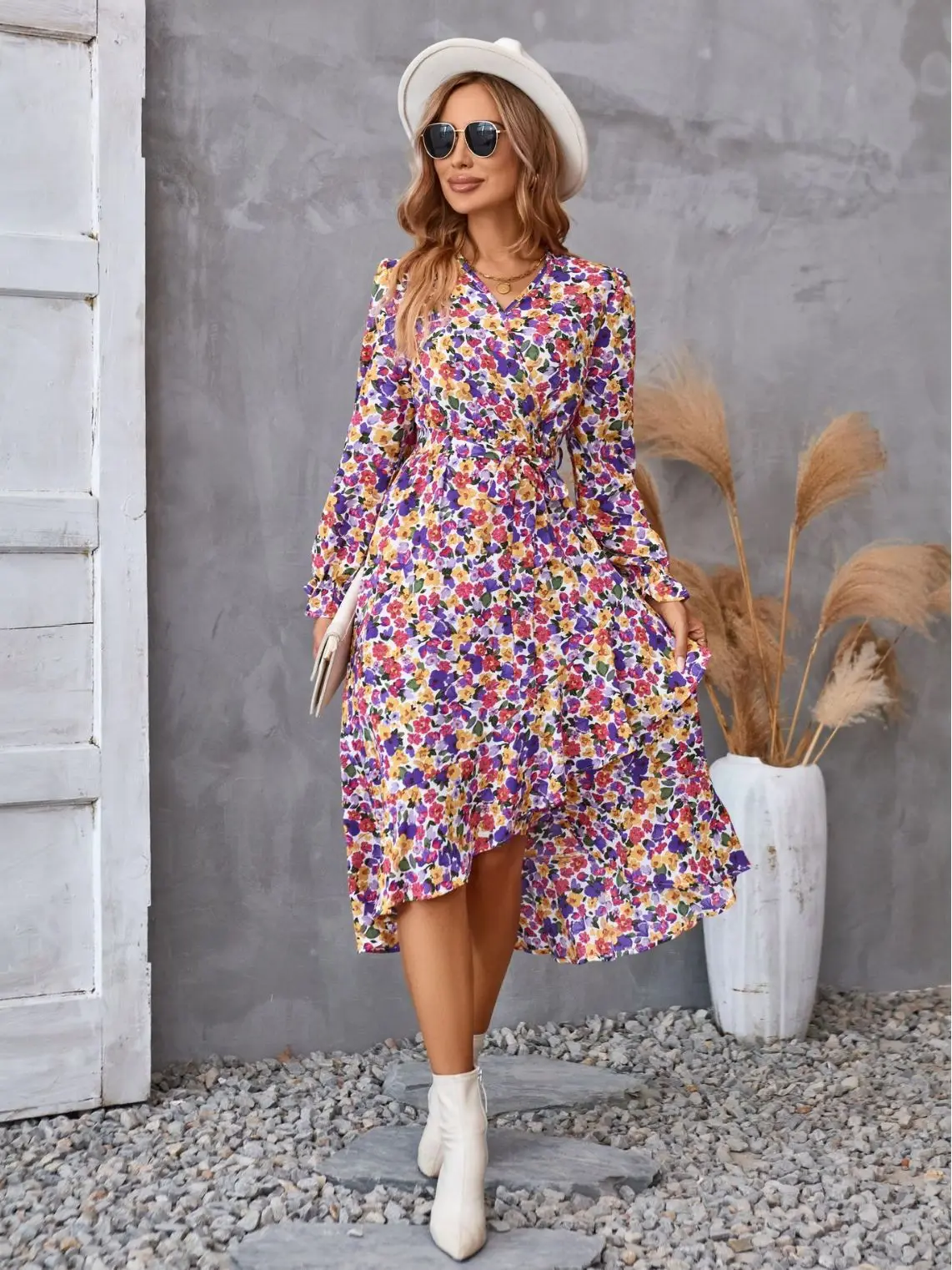 Long Sleeve Dress Printed autumn and winter long-sleeved dress female commuter temperament European and American women's dress