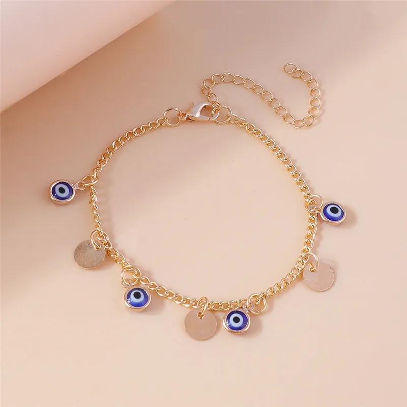 Aihua Gold Color Chain Turkish Lucky Eye Bracelet for Women Trendy Blue Eye Charm Bracelet Female Birthday Gifts