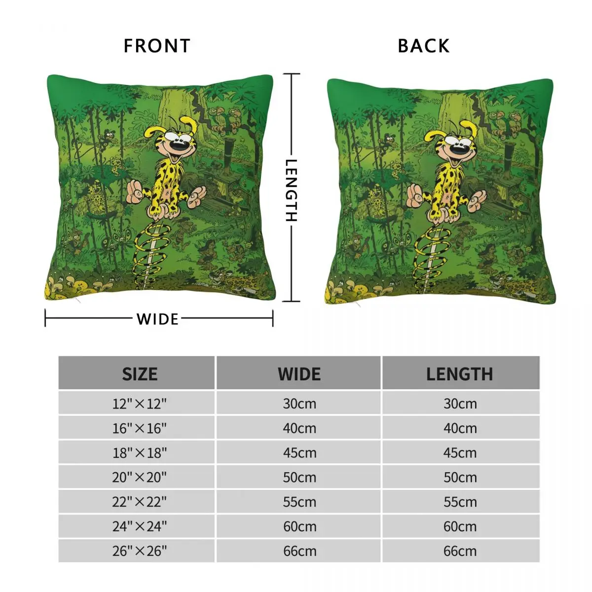 Spirou Marsupilami Spring Square Pillowcase Polyester Linen Velvet Printed Zip Decor Pillow Case Bed Cushion Cover