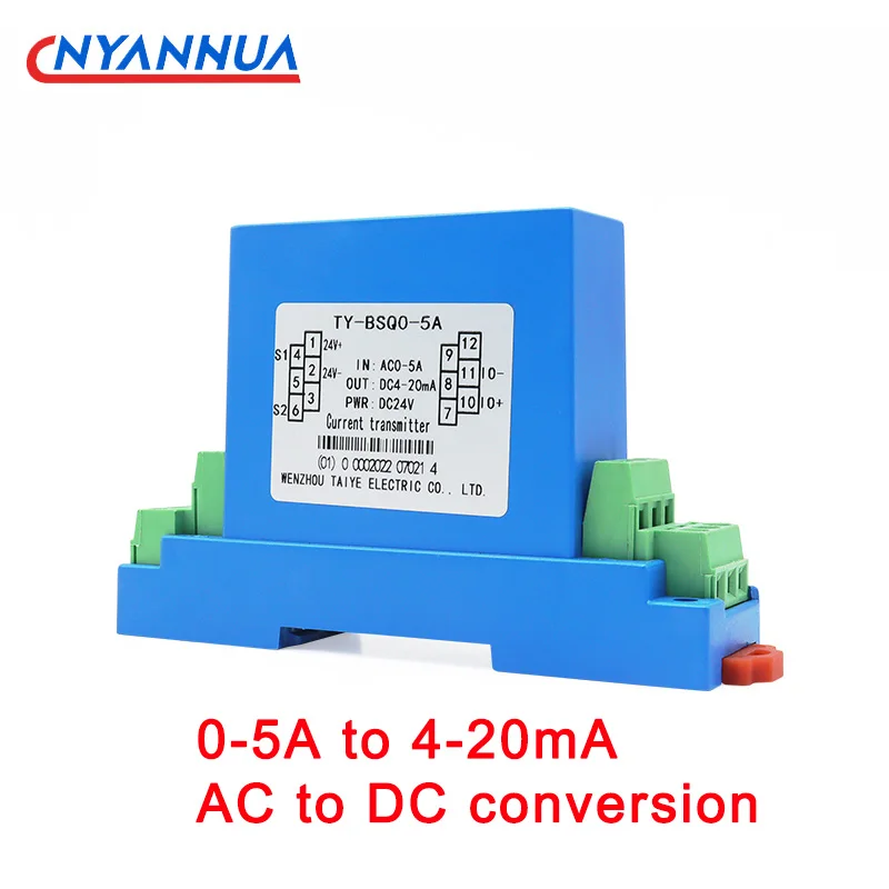 Power Supply 24VDC Current Transmitter Module Sensor Current Monitoring AC To DC Signal Output 4-20mA