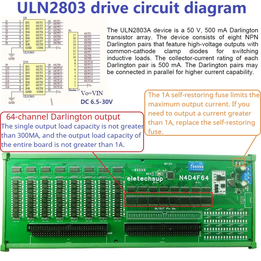 DC 7-27V 64CH Multifunction Modbus DI-DO Module Isolate Input Darlington Output for PLC Relay HMI IC Tester Industrial Control