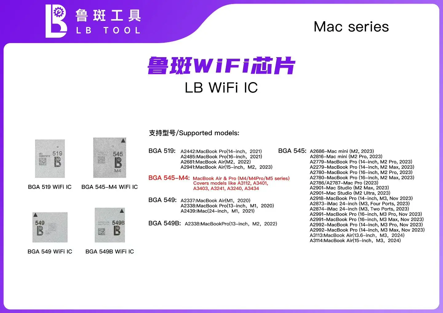 LB X-16 WiFi Chip Dot Matrix Chip, Mobile Phone Repair Chip Repair, General-Purpose Chip for Facial Reconstruction.