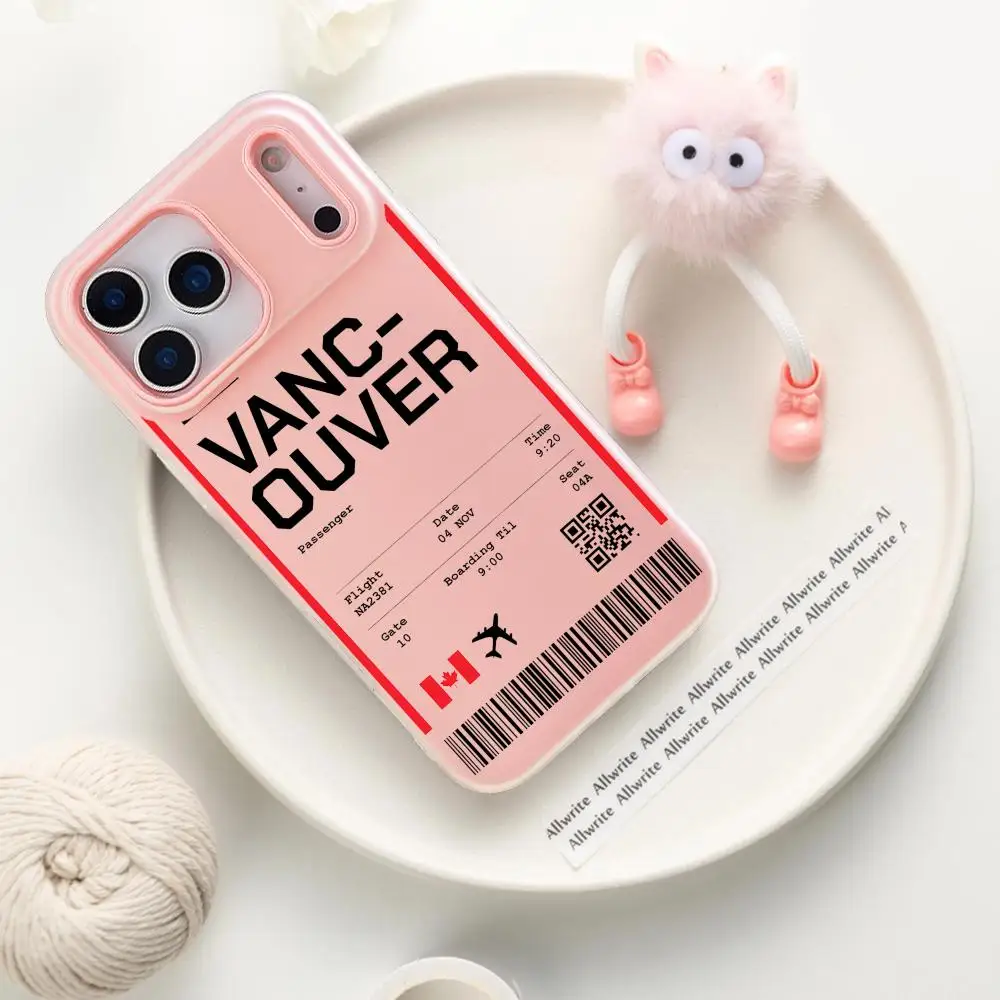 

Plane Travel Ticket Canada Phone Case For IPhone 17 16 15 14 13 12 11 Pro Max Plus Mini Case Clear Jelly Shockproof Soft Cover