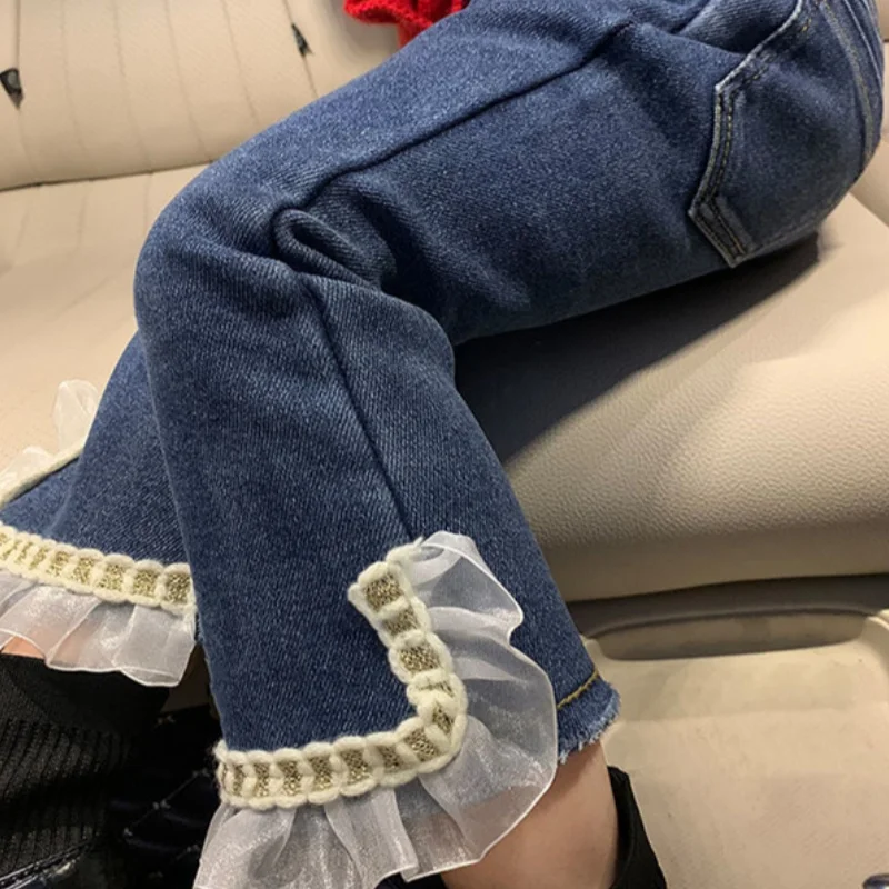 Girls Jean Pants Long Trousers Cotton 2024 Christmas Spring Autumn Teenagers Baby's Kids Pants Outdoor High Quality Children's C