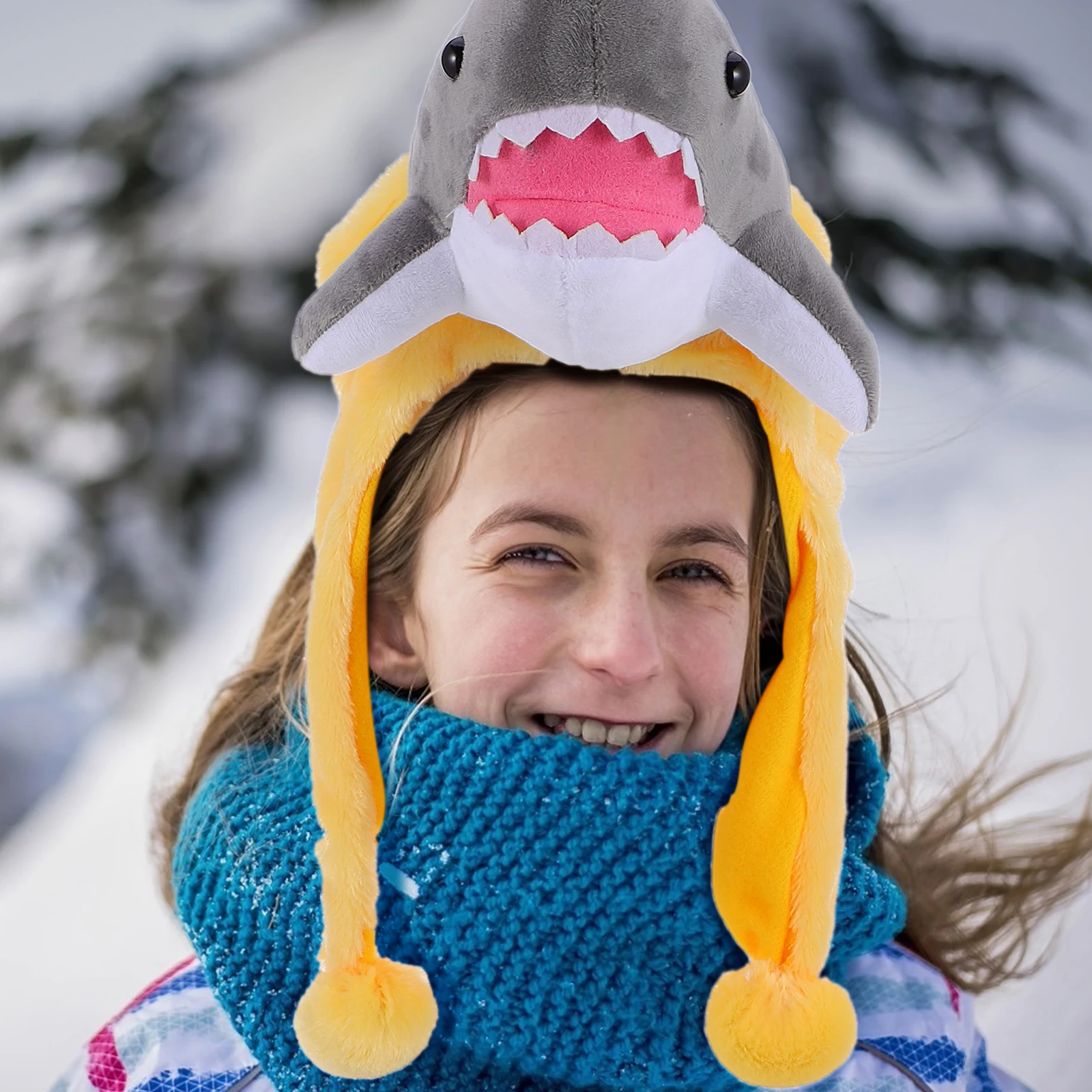 

Shark Shape Hood Adjustable Warm Hat Soft Ear Protection Party Costume Gift For Festival Halloween Christmas Cosplay Photo Prop