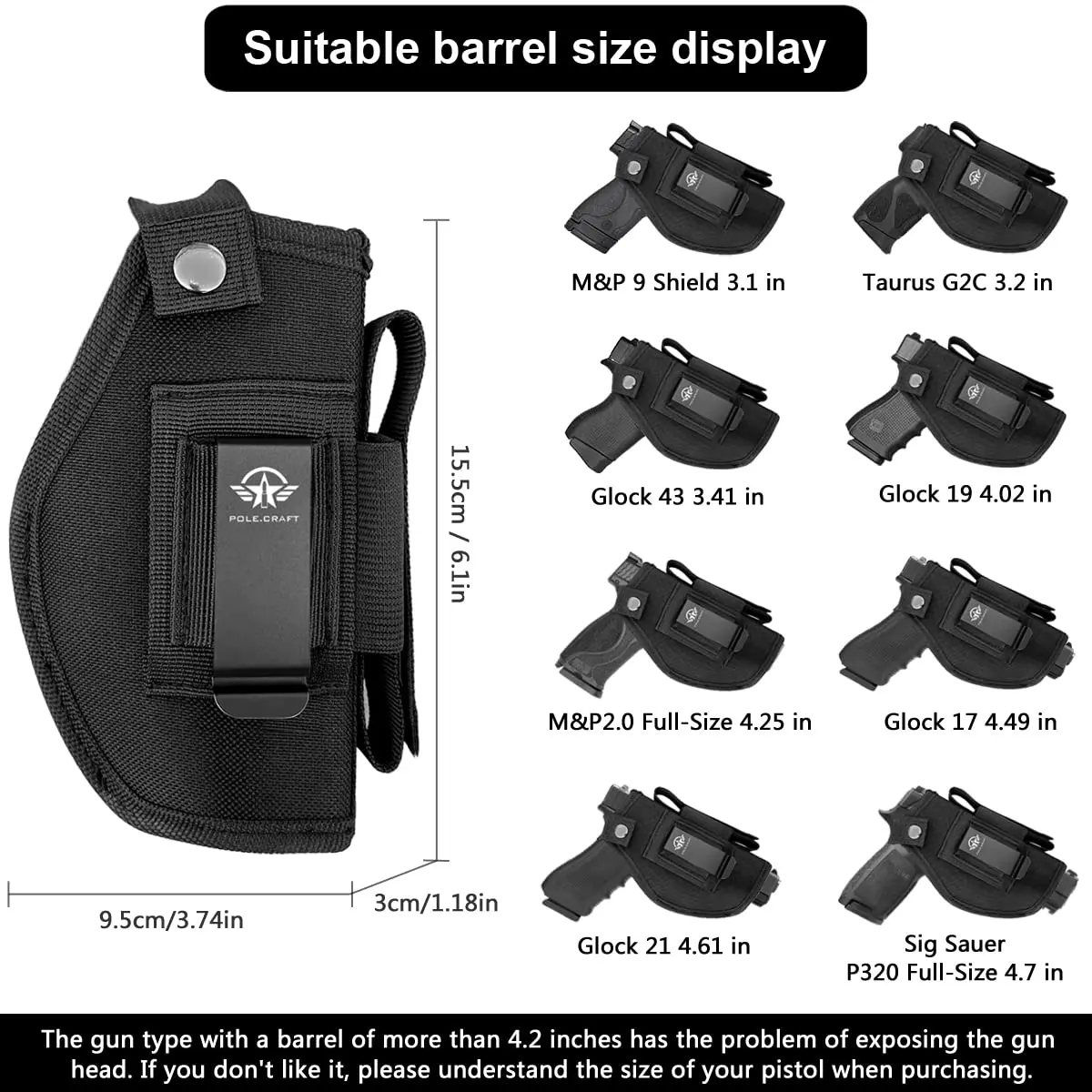 

IWB/OWB Holsters Fit: Glock 19 17 26 43/G2C G3C/Sig P320/M&P 9mm 40/45/380 /Security 9/Hellcat (Black, Right/Left Hand Draw