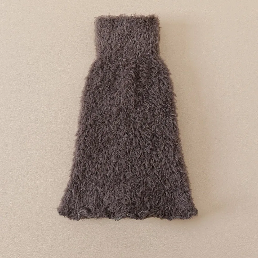 

New Coral Fleece Leg Warmers Solid Color Warm Middle Tube Socks Thickened Harajuku Mid-Calf Sock Gift