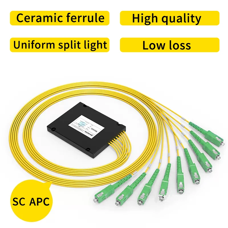 SC UPC 1x8 Cassetter Splitter Fiber Coupler Splitter Box Singlemode Optical ABS Splitter SC/ APC 1:8 Fiber Pigtail Free Shipping