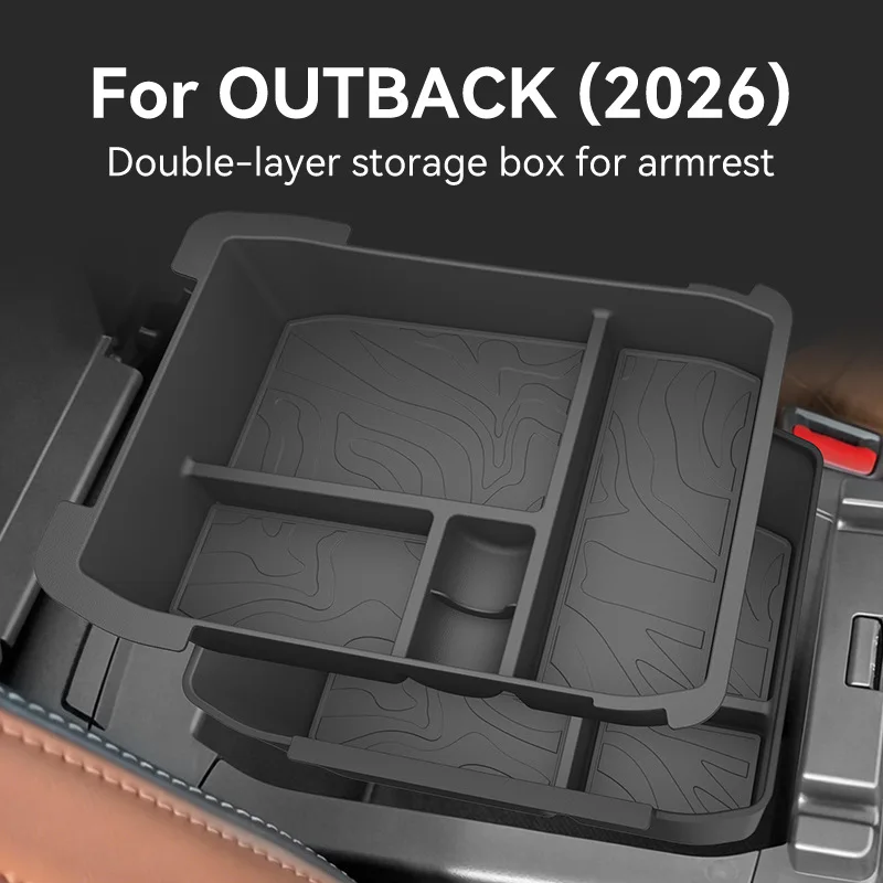 For Subaru Outback 2026 Double Deck Armrest Storage Box Multi Compartment Organizer Storage Case Tray Auto Interior Accessories