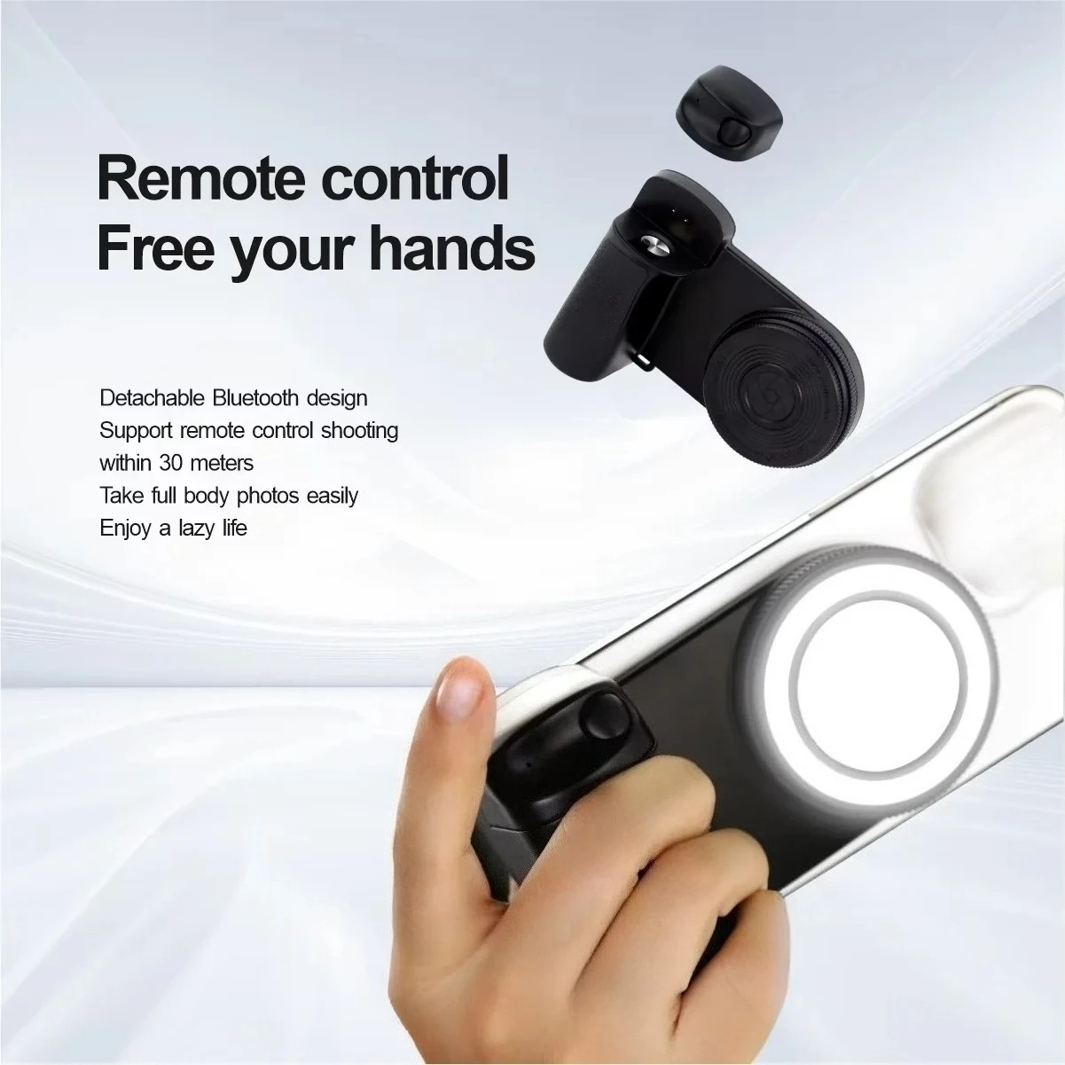 مقبض سيلفي للهاتف الذكي، مقبض مصراع كاميرا BT، مثبت صور الكاميرا مع ضوء ملء للهاتف Android ISO