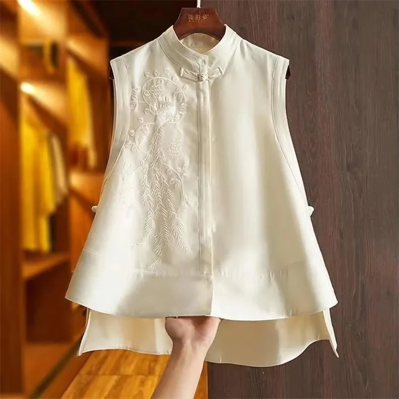 

2025 New Spring Autumn High-End Heavy Industry Embroidery Ladies Vest Jacket Fashion Temperament Lady Waistcoat Outerwear Tops