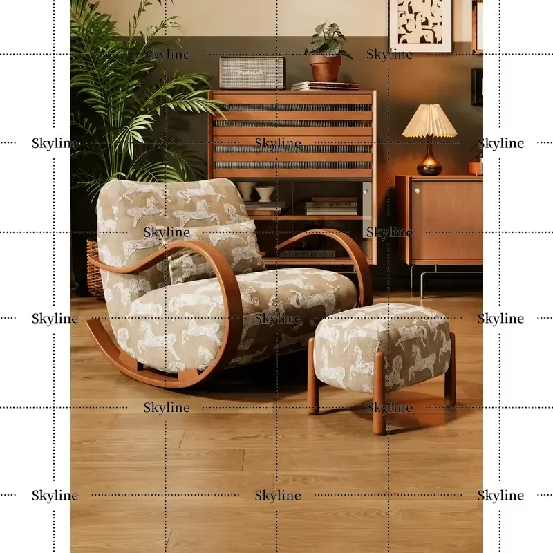 for Rocking Chair Back Recliner Medieval Retro Style B&B Hotel Living Room Balcony Bedroom Leisure Creative Single Sofa Chair