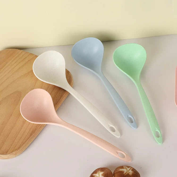 1pcs Wheat Stalk Spoon Tablespoons Household Utensils Spoon Plastic Large Soup Long Porridge Rice Dinner Scoop Kitchen Tool