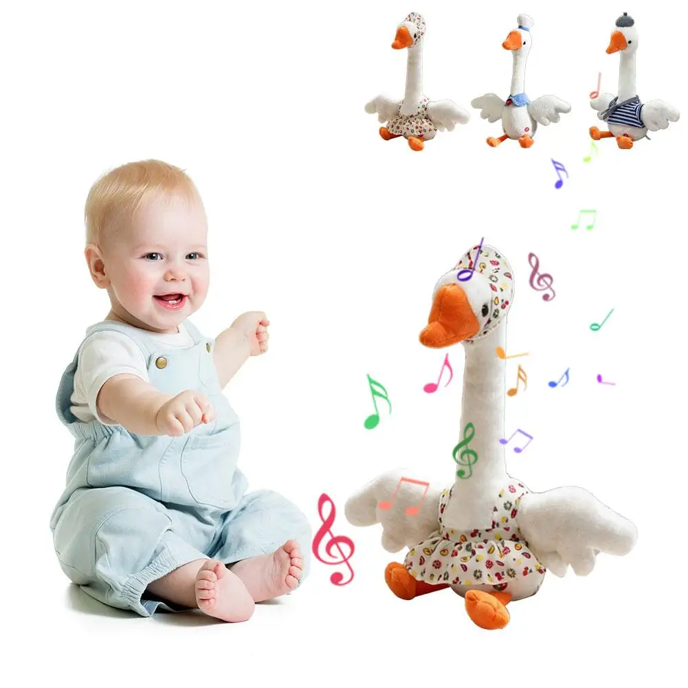 

Детская музыкальная игрушка: танцующая, говорящая, повторяющая голос утка. Интерактивная плюшевая кукла для декора дома, подарок для детей.