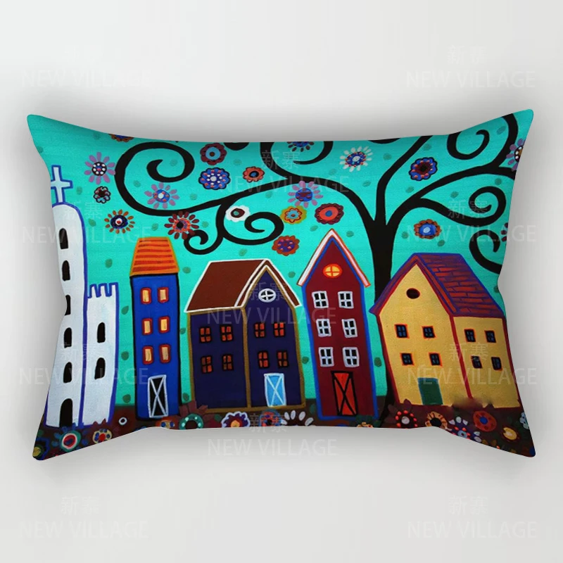 Funda de cojín con pintura al óleo para decoración del hogar, cubierta de almohada de 30x50, 30x50, 40x60, 50x70