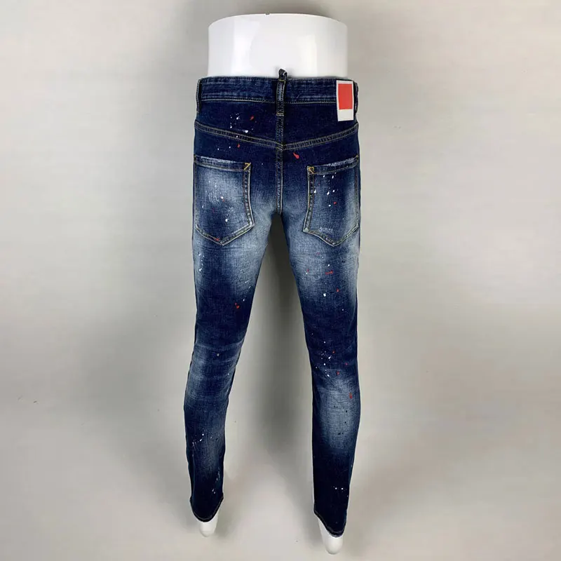 Newly Designer Fashion Men Jeans High Quality Retro Blue Stretch Slim Fit Ripped Jeans Men Vintage Trousers Brand Pants Hombre