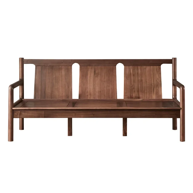 

North American black walnut three-person sofa Nordic all solid wood minimalist cherry wood Arhat light luxury living room