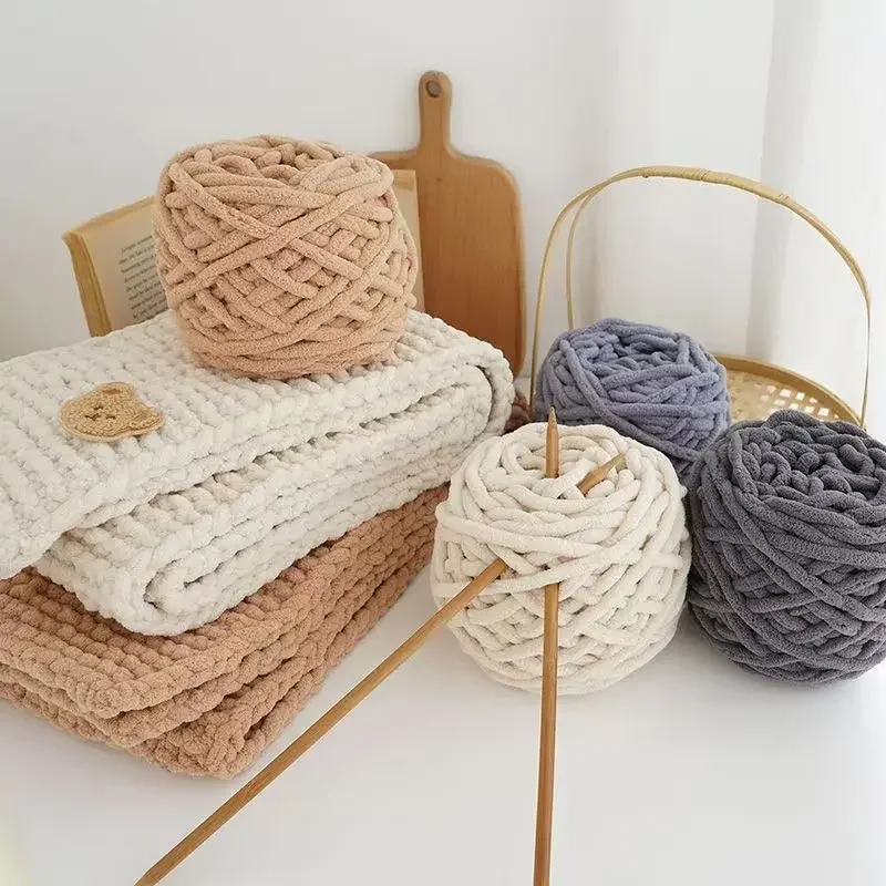 3 adet 300g şönil örgü ipliği yumuşak buz şerit hattı pamuk ipliği DIY yün iplik el yapımı örgü battaniye eşarp kalın iplik