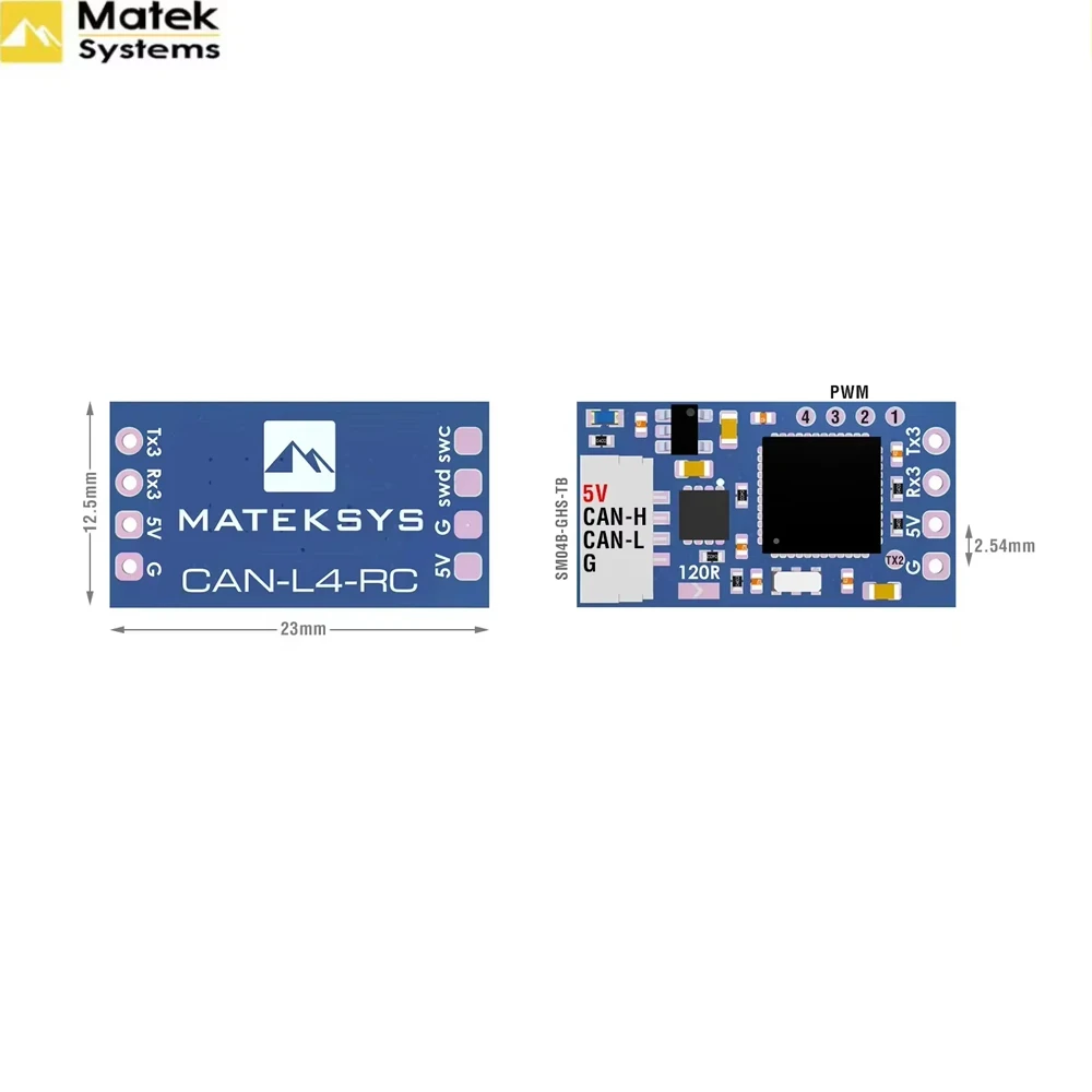 Mateksys CAN‑L4‑RC DroneCAN RC Input Adapter AP_Periph, Supports CRSF SBUS F.Port SRXL2 Receiver for ArduPilot VTOL Fixed‑wing