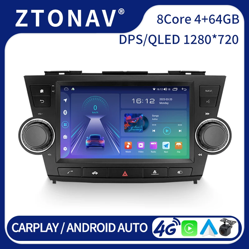 

Android Car Radio Player For Toyota Highlander 2 XU40 2007 - 2013 Stereo 2Din Car Media Player GPS Navi Headunit Carplay Auto