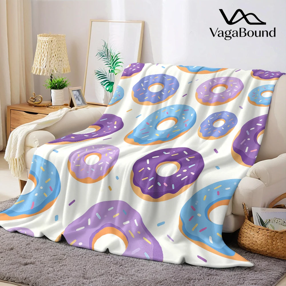 Sweet Donut Sprinkles Flannel Blanket Warm Soft Halloween Christmas All-Season Couch Decorative Cozy Warm Gift