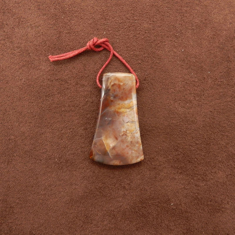 Natural Multicolor Arborization Opal Trapezoid Pendant Polished Gemstone with Tree-Like Patterns for Artisanal Spiritual Jewelry