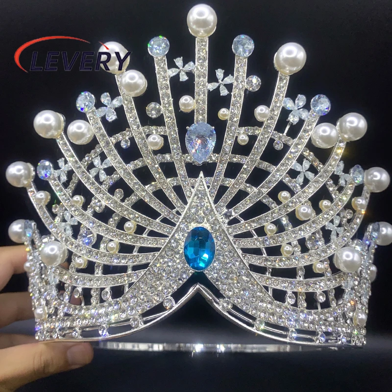 Levery  Miss Global 2025 Big Crown Pageant Adjustable Crowns for Women Zircon Tiara  Rhinestone Headpiece for Birthday Prom