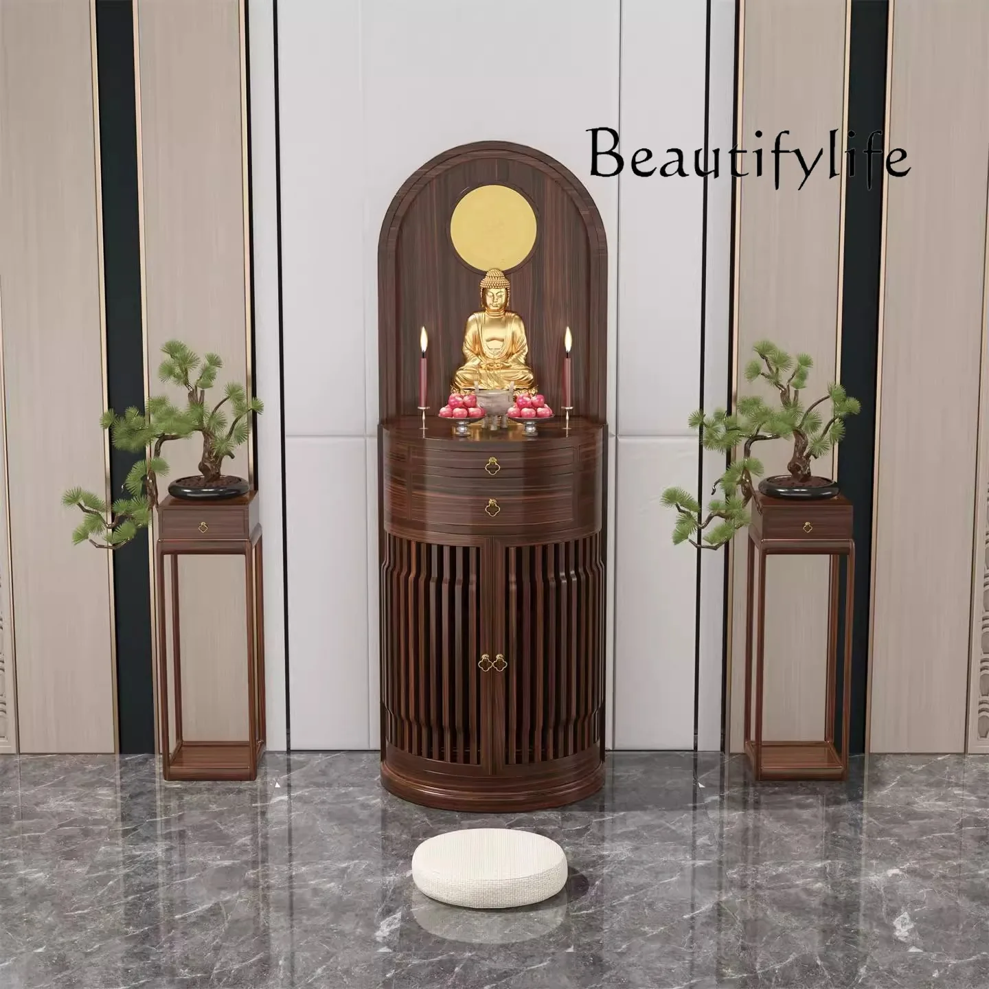 مزار بوذي صيني جديد يقدم طاولة خزانة عمودية منزلية إله الثروة من الخشب الصلب Guanyin Bodhisattva offeri #5