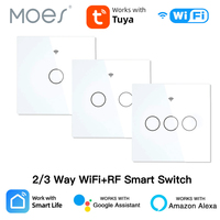 MOES Tuya WiFi Wall Touch Light Switch RF433 Wireless Remote Control Smart Life App Backlight Alexa Google Voice EU 1/2/3 Gang