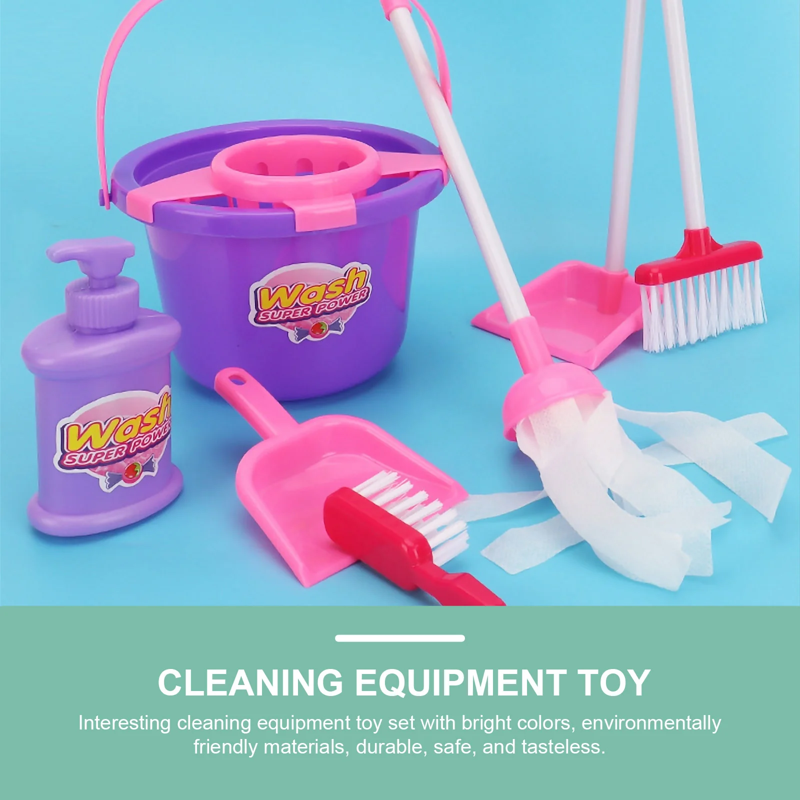 7 Pcs Cleaning Mopping Set Sweeping Toy Kit Toys Suit for Kids Children Tools Broom Dustpan Small Playthings Mini