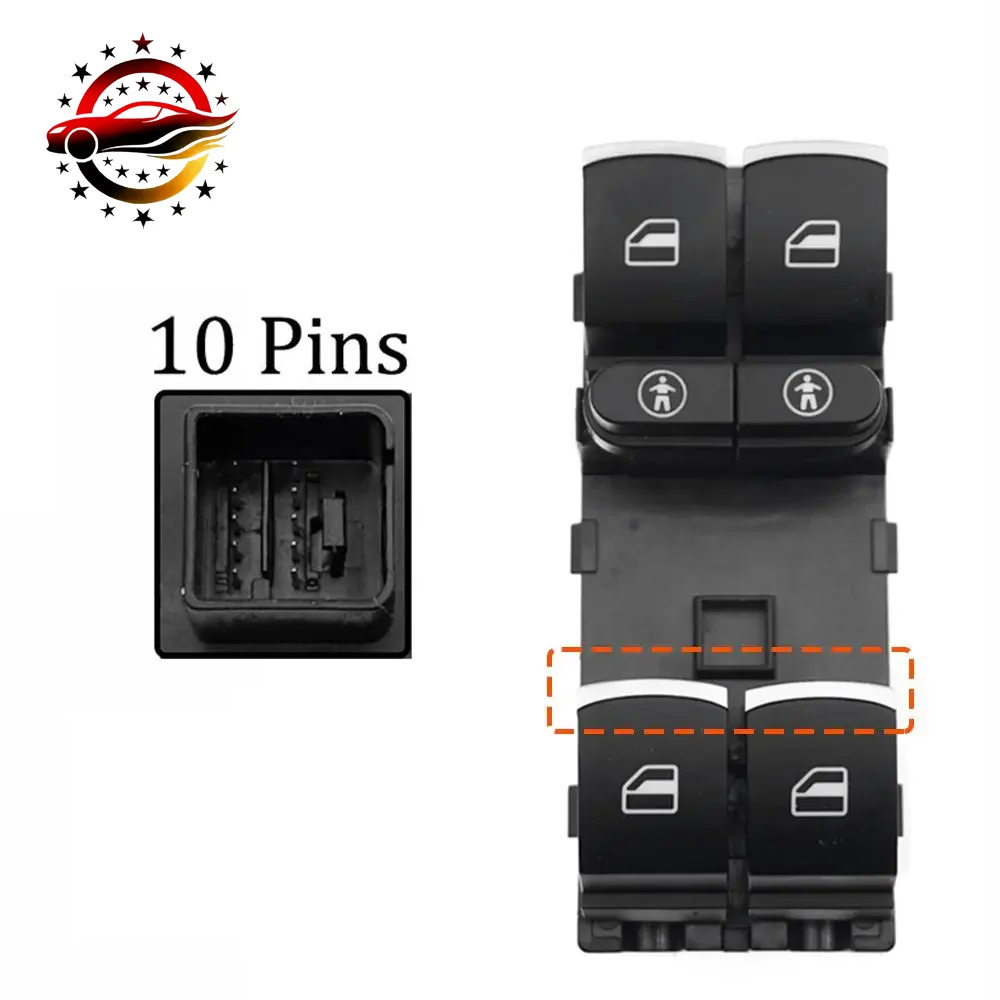 Chrome Main Electric Window Switch Button 7P6959857 7P6 959 857 For VW Touareg Sharan Touran Seat Alhambra 2011-2016
