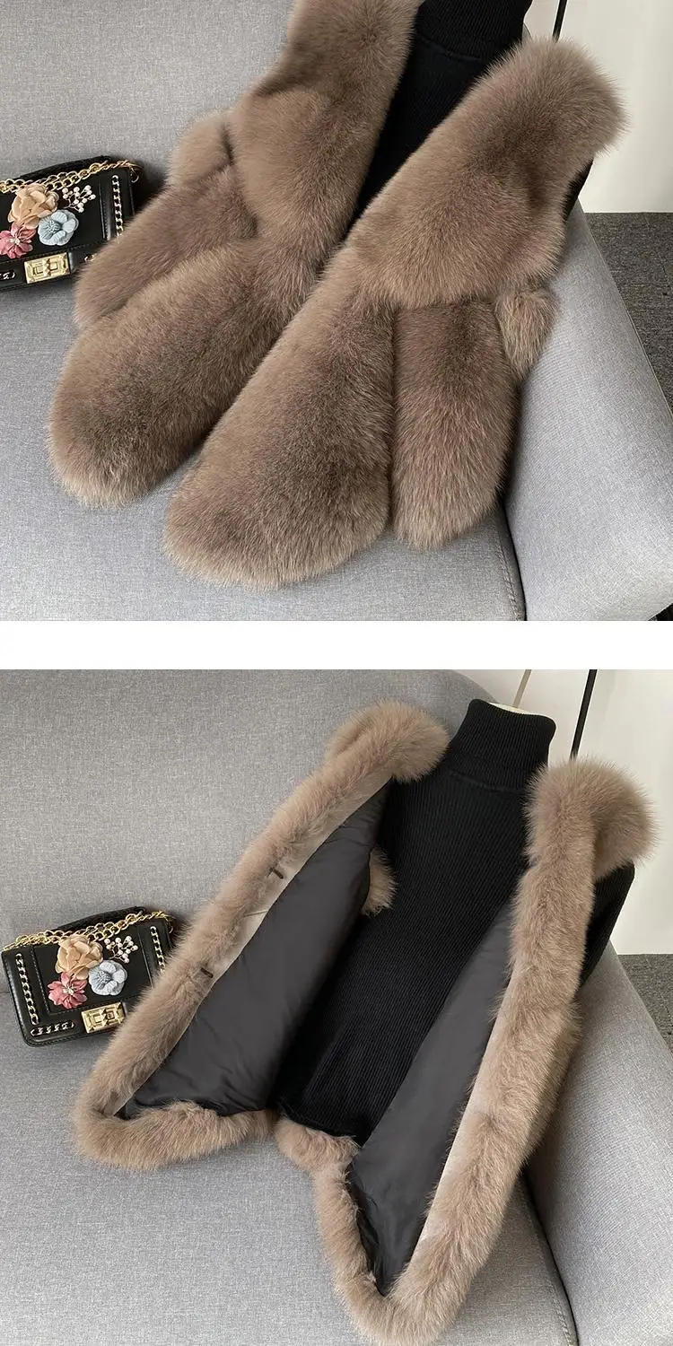2024 autumn and winter new fox fur vest women's short coat young fur integrated vest winter coat women