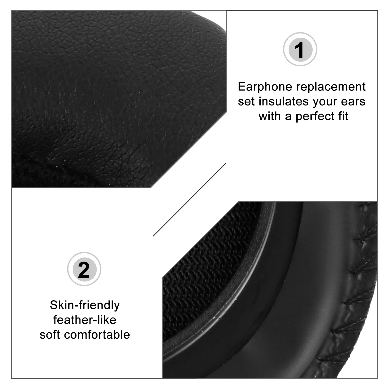 

1Set Headphone Ear Pads Replacement Skin-Friendly Ultra-Soft Breathable Noise Isolation Earcushions for