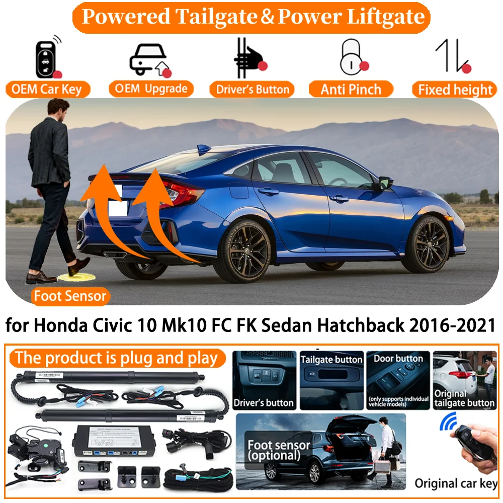 

Car Smart Powered Tailgate system for Honda Civic 10 Mk10 FC FK Sedan Hatchback 2016-2021 Automatic Electric Power Tailgate kit