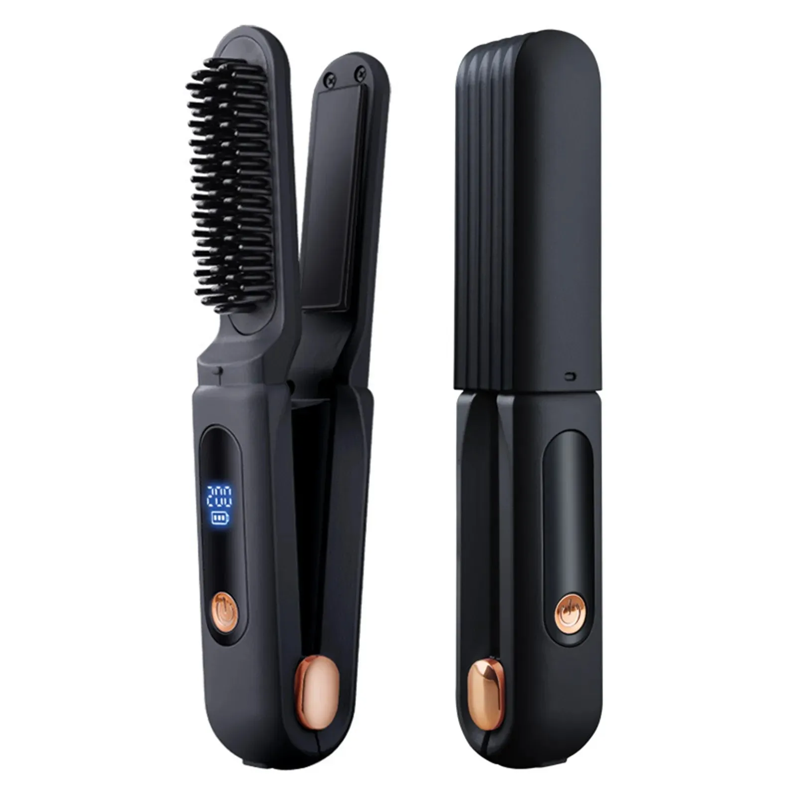 Ionic Hair Straightener Brush Anti-Scald Ceramic Hair Straightening Comb Fast Heating Electric Compact Portable for Hotel Use