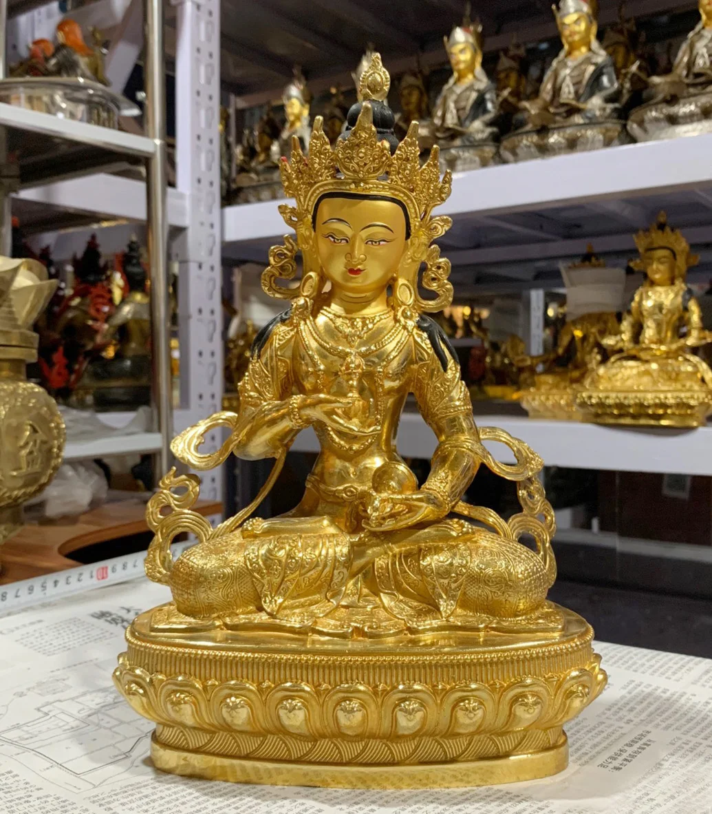 30CM large # GOOD Buddhist supplies Temple buddha statue Buddhism Vajrasattva all-powerful buddha Gold plating copper statue