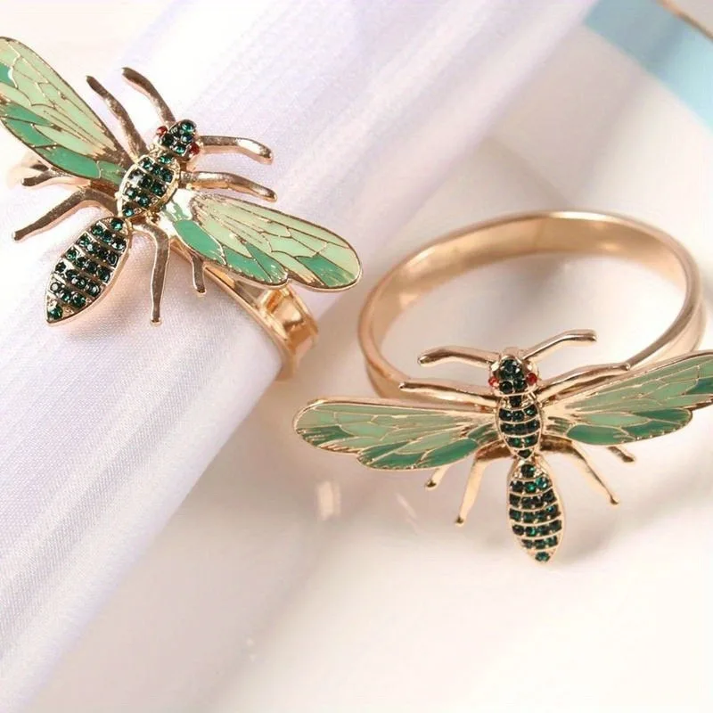 1PC Elegant Napkin Rings Honey Bee Dragonfly Napkin Buckle Table Tissue Holders Table Decoration Tissue Rings