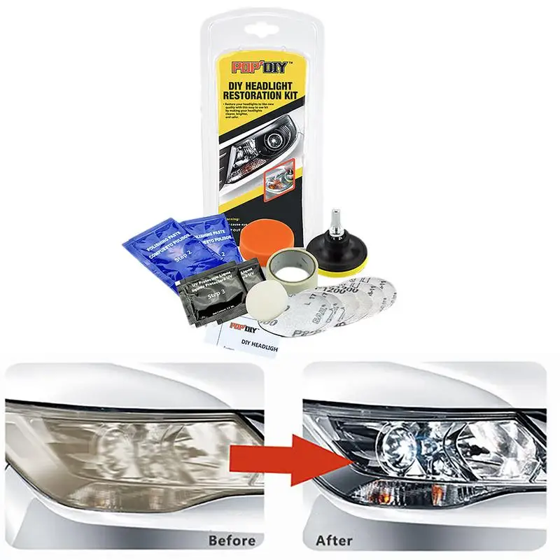 Headlight Restoration Kit, Brightener Headlamp Repair Liquid, Light Lens Polisher Cleaning Paste Refurbish Tool for Scratches