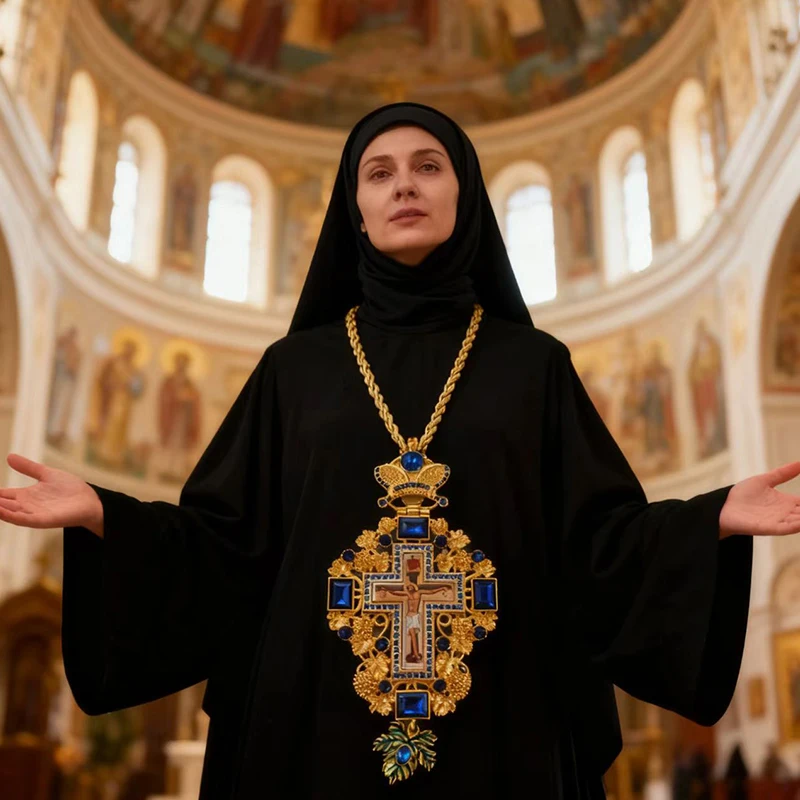 Neues 2026 Griechisches Orthodoxes Byzantinisches Kirchen-Schmuckstück Brustkreuz Halskette Jesus Lange Kette Religiöse Ikone Christliches Geschenk Priester – Detail 5