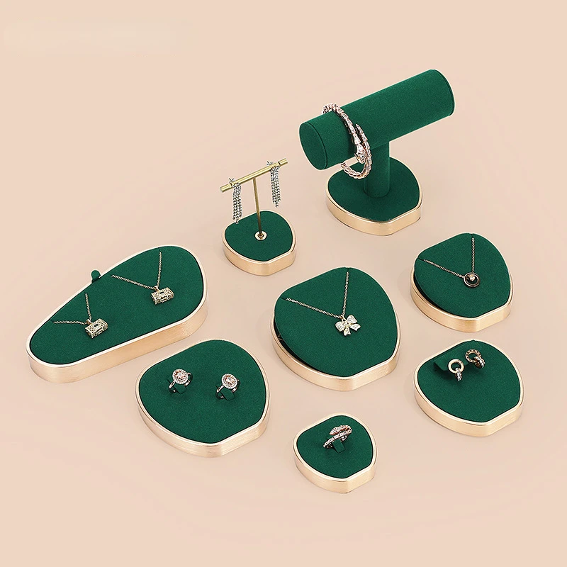 Jewelry display panel, microfiber jewelry tray, green earrings display rack, metal necklace display rack