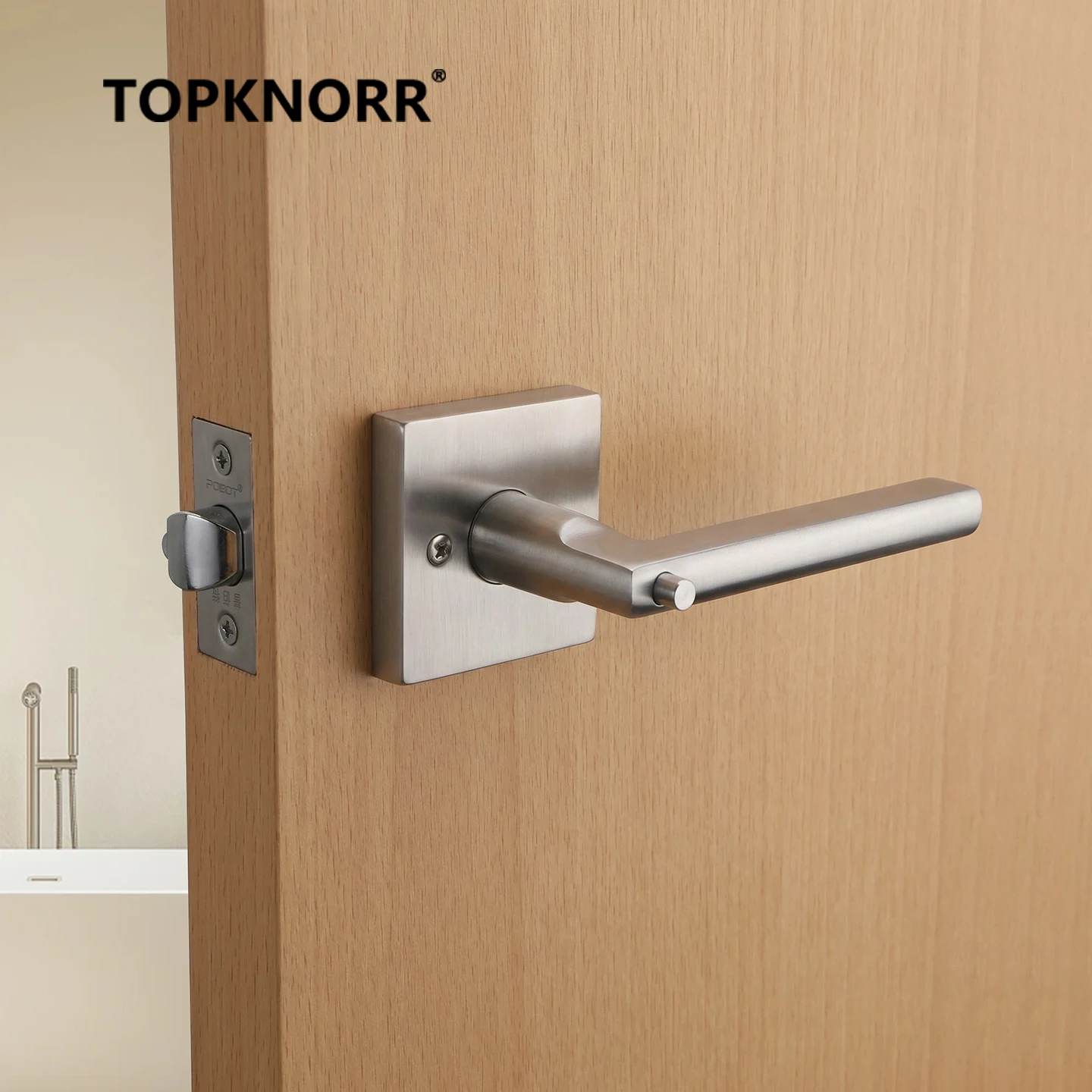 

Home Use 304 Stainless Steel Square Handle Door Lock Magnetic Absorption Keyless Indoor Bathroom Silent Door Knob Lock