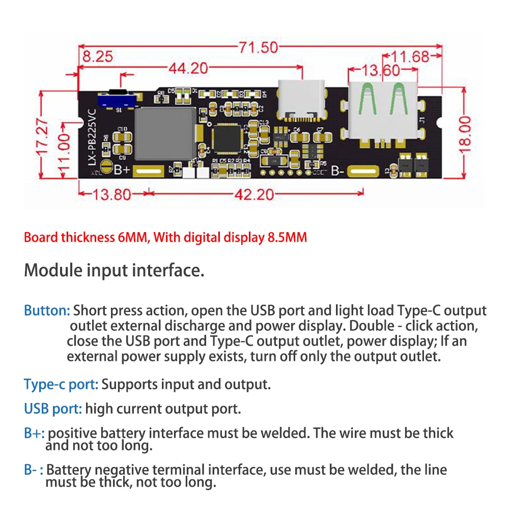 QC4.0 QC3.0 QC2.0 LED Dual USB 5A 22.5W typ-C przenośny powerbank USB 18650 moduł ładowania nadprądowe/zabezpieczenie przed zwarciem