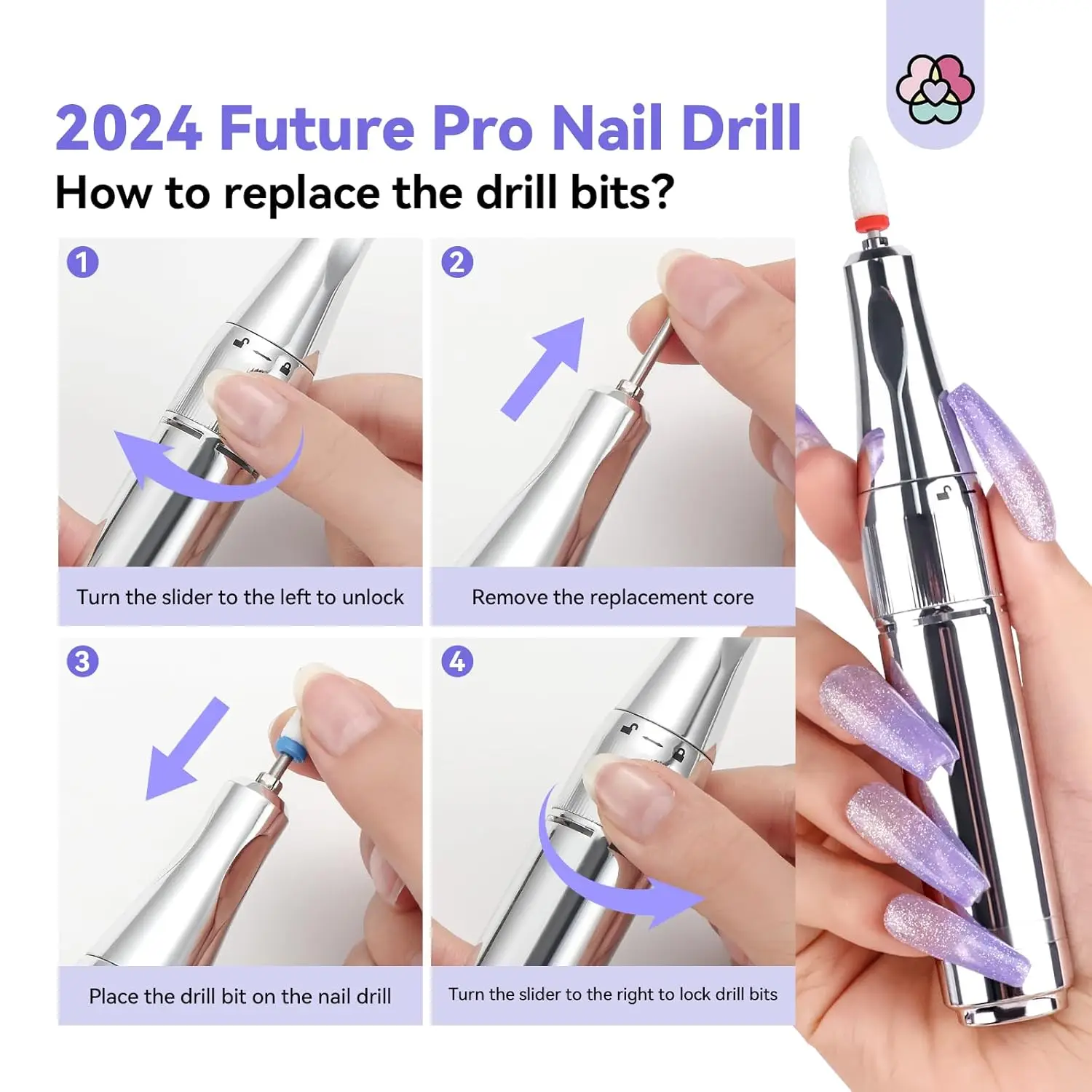 Professional Electric Nail Drill Kit: 40000RPM Portable E-File with Rechargeable Battery for Acrylic Gel Nails
