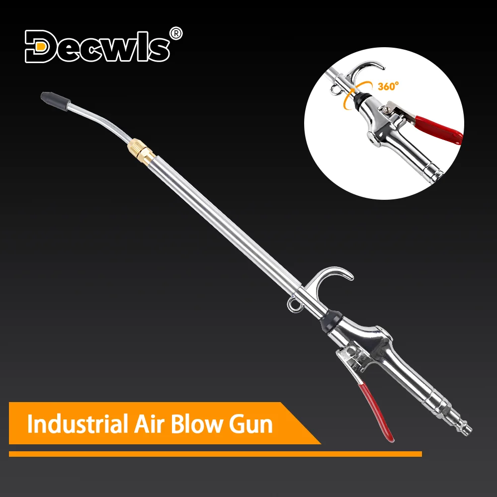 360° Swivel Extendable Industrial Air Blow Gun Portable Stainless Steel Air Flow Nozzle Pneumatic Air Dust Air Blower 44-64CM