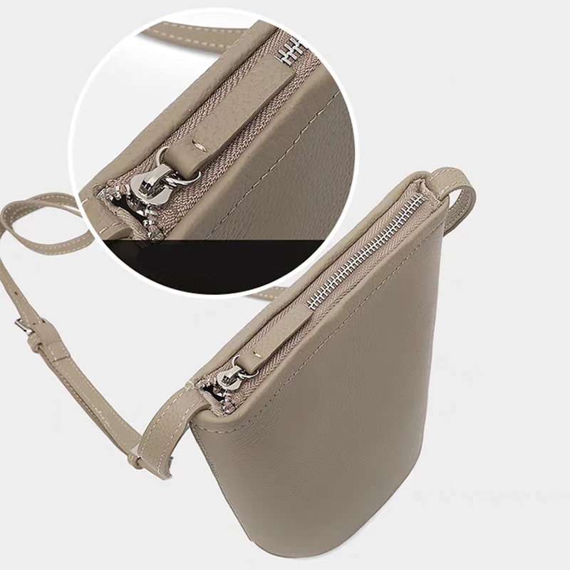 Luxo personalizado letras de couro genuíno mulher cruz corpo saco balde telefone moda senhora bolsa ombro lazer macio bolsa